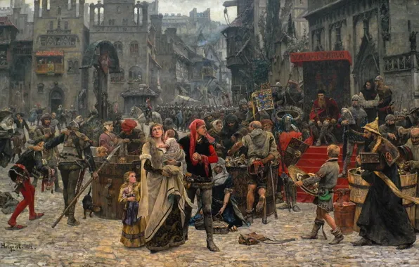 Picture the city, picture, painting, the middle ages, painting, Carl Gustaf Hellqvist
