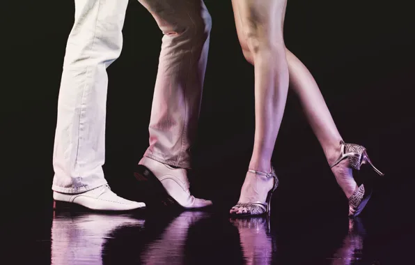 Picture legs, woman, man, dance, shoes