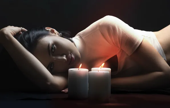 Picture girl, portrait, candles