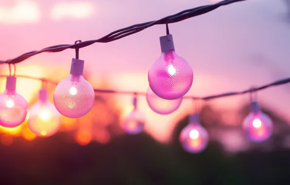 The sky, sunset, lamp, holiday, wire, the evening, Christmas, New year