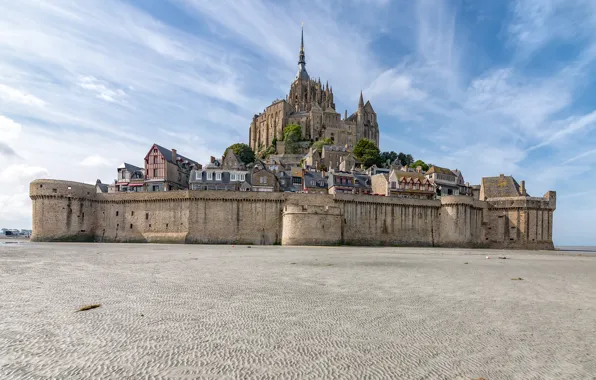 The sky, castle, France, The Mont Saint-Michel