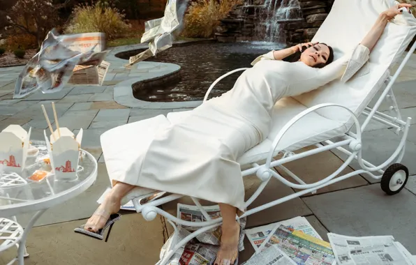 Chair, Dress, Fashion, Fashion, Lucy Liu, Lucy Liu, Alexander Wang, Ad campaign