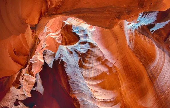 Picture light, rocks, texture, AZ, USA, Antelope Canyon