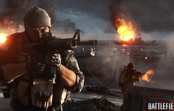 Picture sea, weapons, battle, soldiers, Battlefield 4