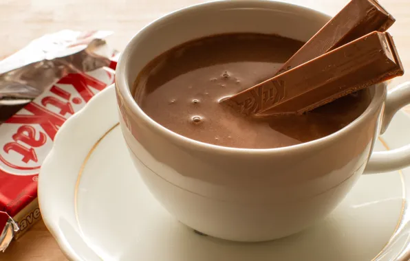 Chocolate, sticks, Cup, drink, dessert, KitKat