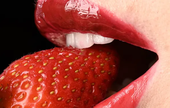 Strawberry, berry, sponge, teeth