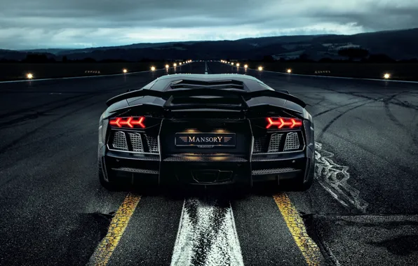 Road, power, the evening, Lamborghini, power, LP700-4, Aventador, Mansory