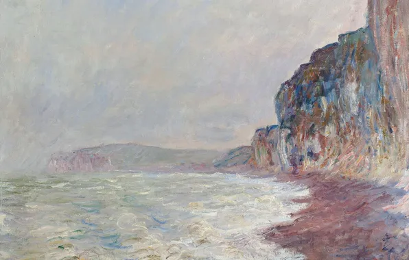 Picture, seascape, Claude Monet, Rock. Overcast
