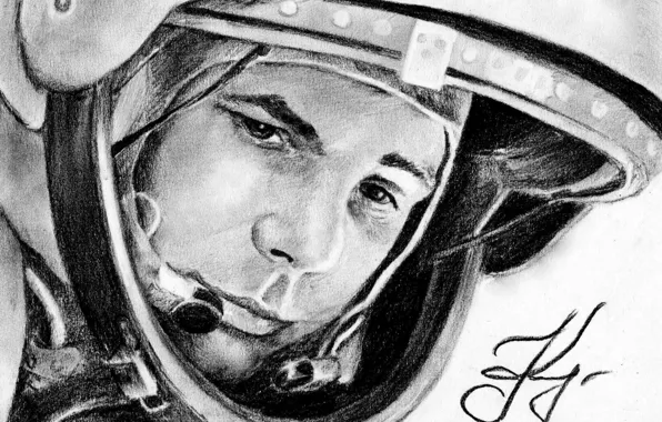 Figure, astronaut, the suit, hero, legend, pilot, Yuri Gagarin