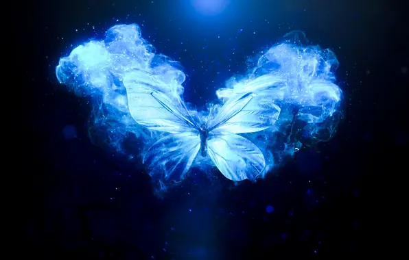 Abstract, blue, butterfly, abstract art, butterfly wings