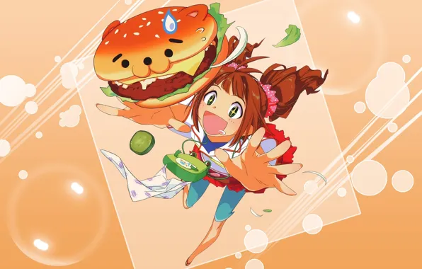Picture anime, girl, schoolgirl. Breakfast, artr