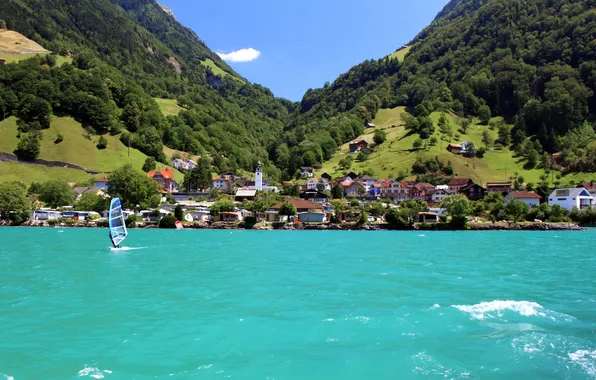 Picture water, trees, mountains, Switzerland, Switzerland, home., sities, Seelizberg
