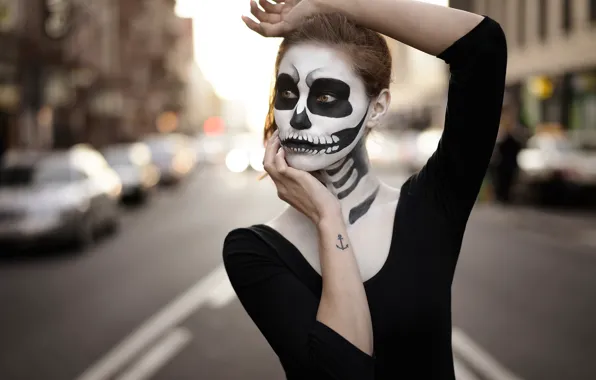 Portrait, tattoo, Halloween, makeup, Martin Kühn