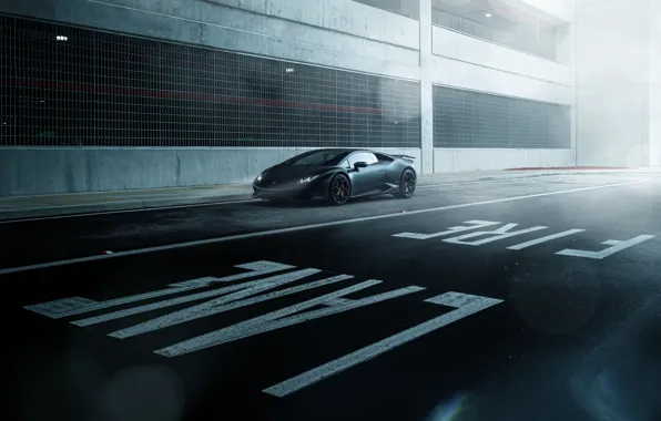 Picture Lamborghini, Dark, Front, Black, Color, Road, Supercar, Wheels