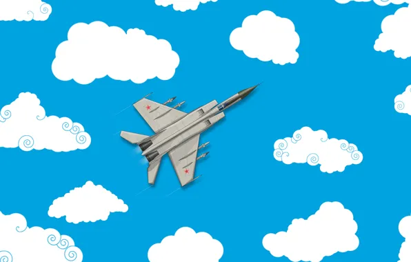 Clouds, Minimalism, The plane, Fighter, Russia, Art, The view from the top, The Russian air …