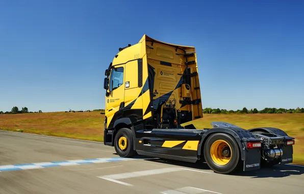 Picture asphalt, movement, truck, Renault, 2018, tractor, T520, Renault Trucks