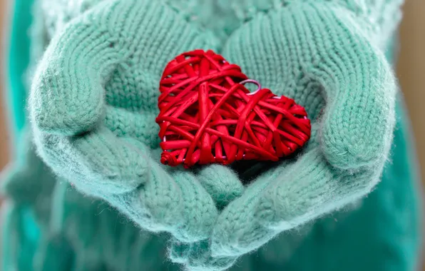 Winter, love, heart, hands, love, heart, winter, mittens