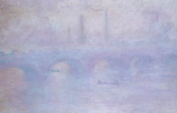 Landscape, picture, Claude Monet, Waterloo Bridge. The fog effect