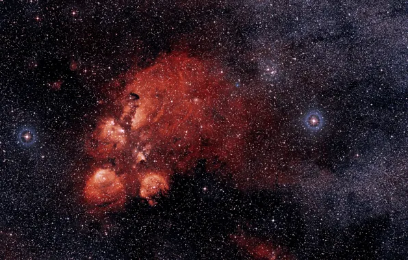 Nebula, NGC 6334, Constellation Scorpius, DSS 2, Cat’s Paw Nebula