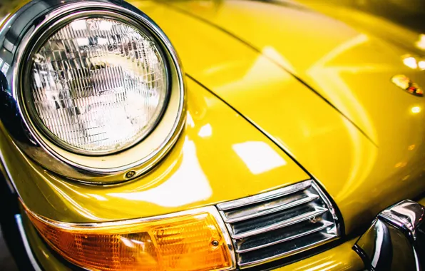 Yellow, Porsche, the front, 911T