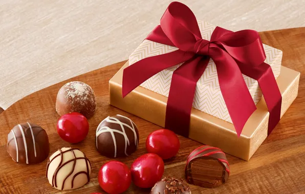 Chocolate, candy, box, chocolate, gift, candy, ribbon