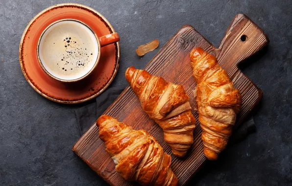 Cup, coffee, croissants, a Cup of coffee, growing
