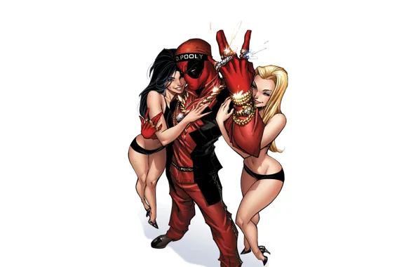 Girls, hero, gesture, deadpool, deadpool