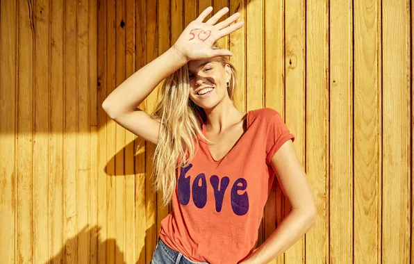 Picture girl, model, pretty, blonde, cute, T-shirt, Lieke van der Hoorn