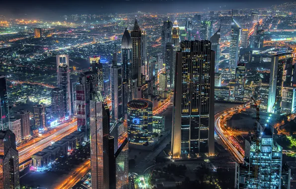 Picture night, the city, lights, home, Dubai, UAE