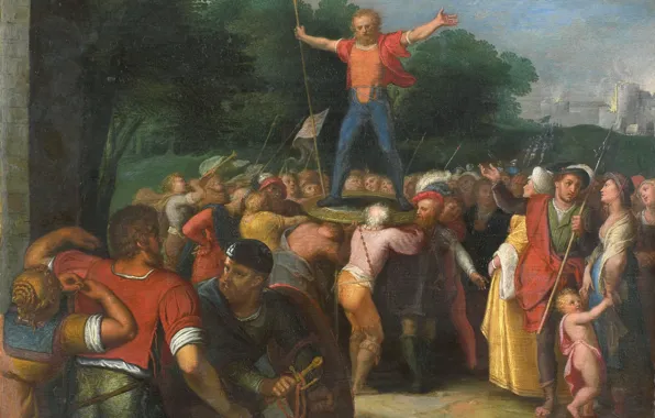 Picture oil, picture, 1613, Otto van Veen, By Otto van Veen, Brinio Raised on a Shield