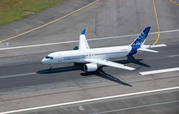 Landing, Airbus, WFP, Airliner, Airbus A220, A220, Bombardier CSeries