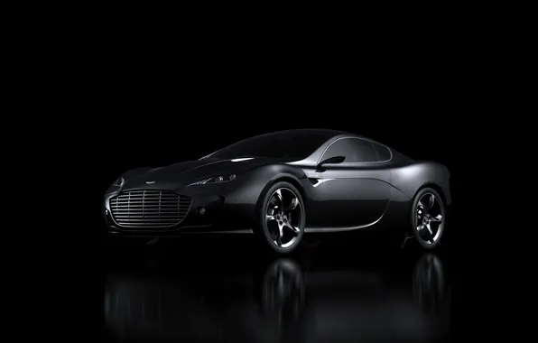 Picture Aston Martin, Reflection, Auto, Black, Gauntlet, Sports car