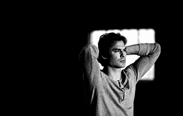 Picture background, black, actor, male, the series, The Vampire Diaries, Ian Somerhalder, brunette