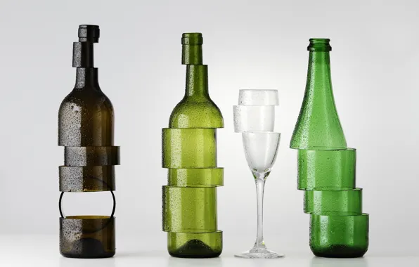 Glass, bottle, cutting, Sculpture Bottle