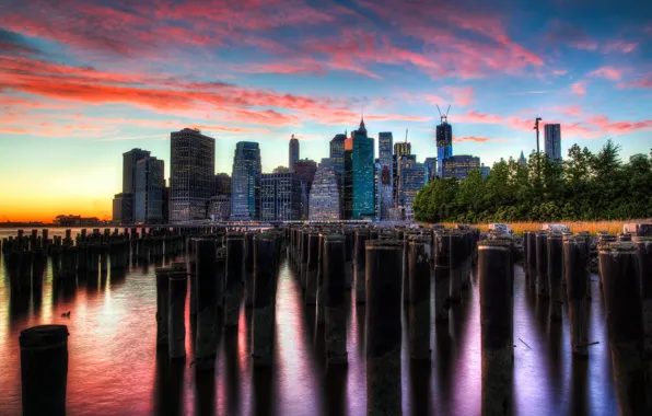 Sunset, the city, New York