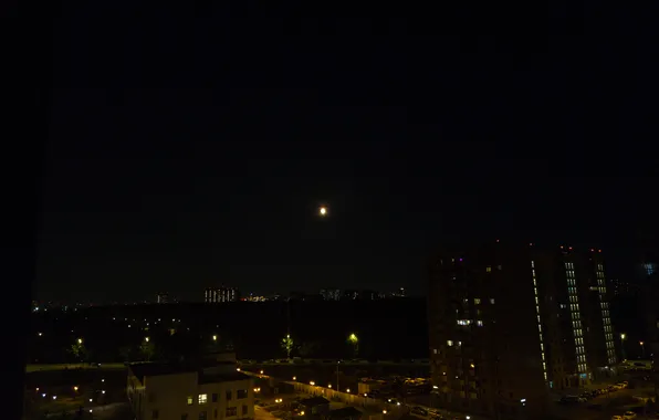 Summer, light, night, the city, the moon, Windows, building, home
