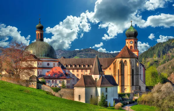 Picture clouds, Germany, the monastery, Germany, Baden-Württemberg, Baden-Württemberg, Abbey, Munstertal