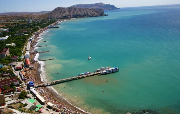 Picture landscape, the city, the ocean, The beach in Sudak