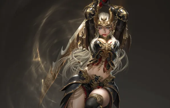 Girl, weapons, background, league of angels