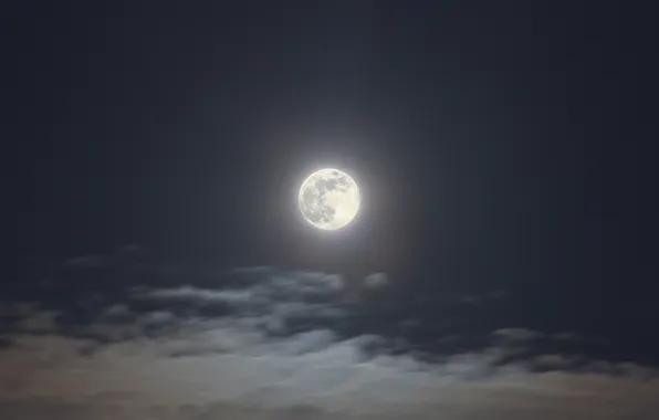 The sky, clouds, nature, the evening, the full moon, January, Stan, Wolf Moon
