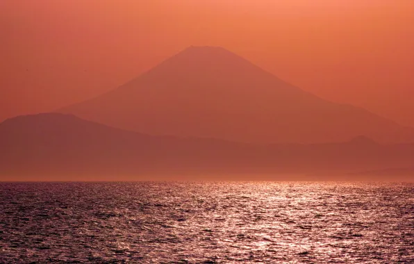 Sea, the sky, surface, mountain, the volcano, Japan, Fuji