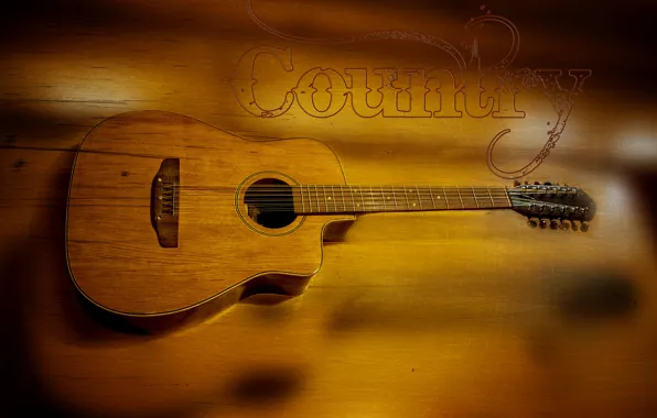 Picture music, yellow, wood, country, strings, Kide FotoArt, Trembita, Acoustic guitar