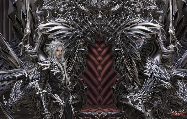 Picture metal, art, statue, guy, the throne, Wen-M