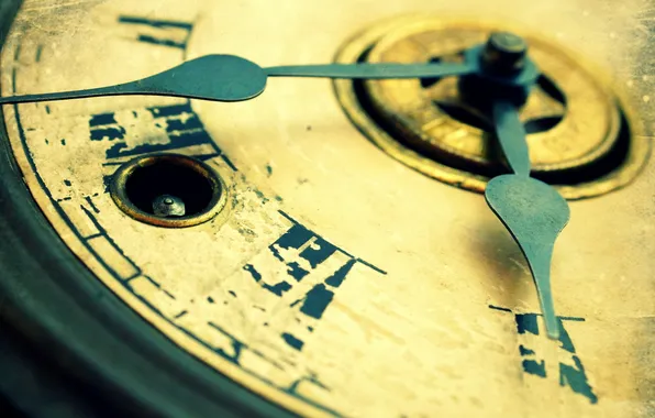 Macro, antique, clock, roman numerals, key hole