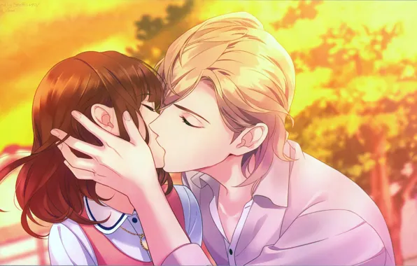 Girl, kiss, guy, two, manga, Sunny, Jewelic Nightmare