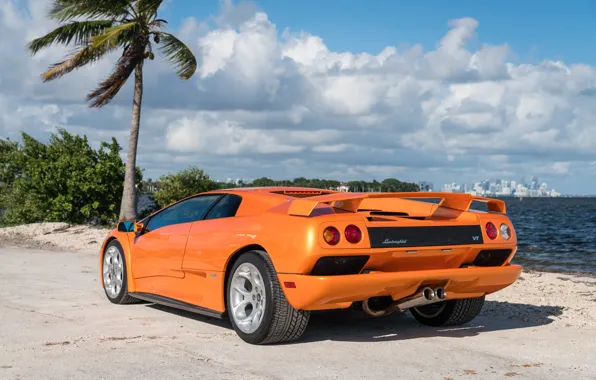 Lamborghini, supercar, sky, sea, Diablo, Lamborghini Diablo VT 6.0