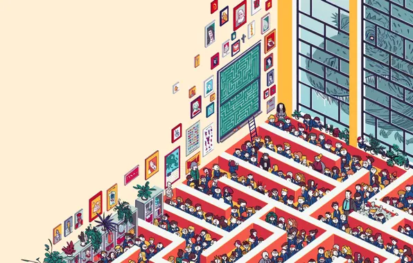 Picture style, art, people, Illustration, Michal Dean, Minimalism, maze, by Michal Dean