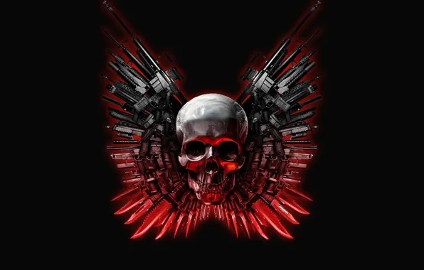 Picture death, weapons, skull, emblem, gloom