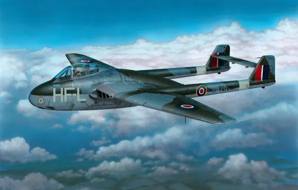 Picture art, airplane, aviation, jet, dehavilland vampire