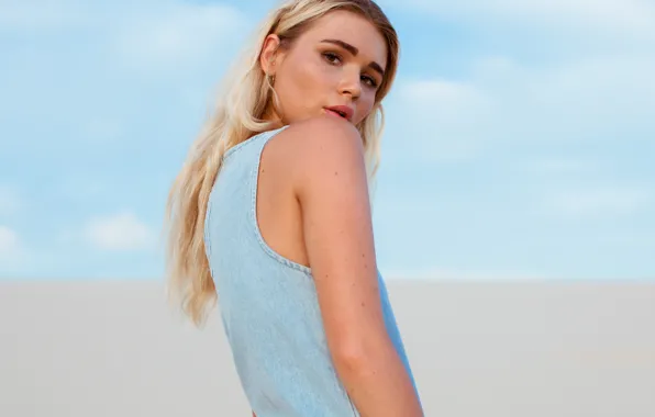 Girl, pose, blonde, List